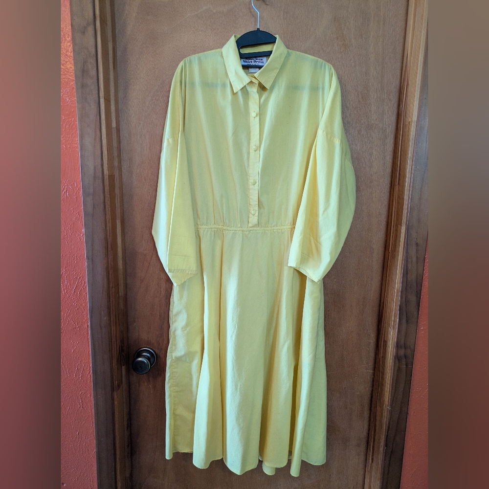 Yellow Vintage American Shirt Dress Company Fit & Flare 15/16 Women's Dress